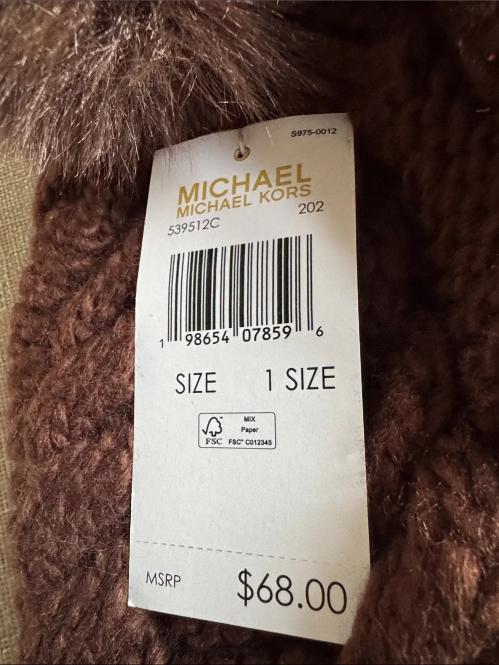 Michael Kors Knit Pom Beanie in Plum with Gold Logo